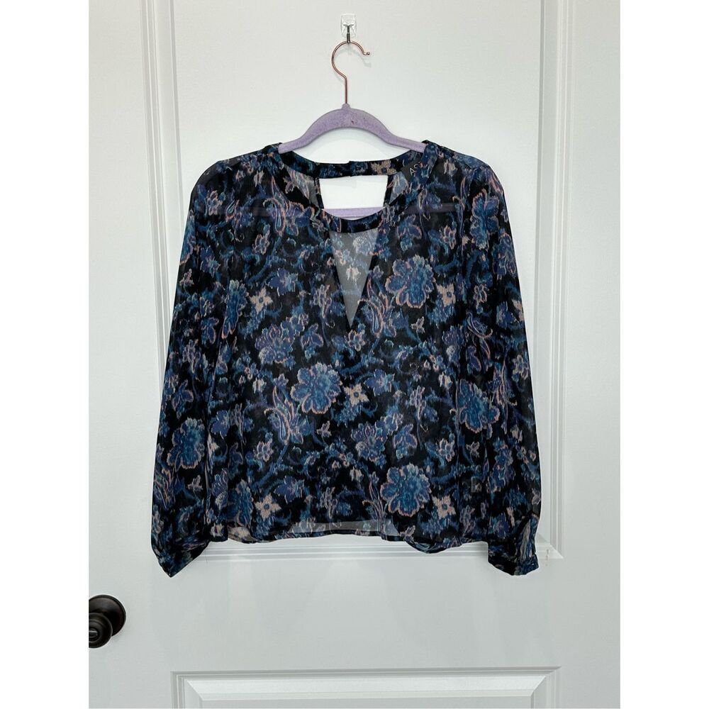 ASTR Floral Sheer Wrap Open Back Top Size Medium
